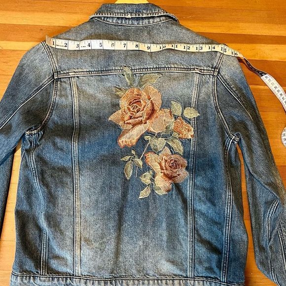 Mavi Katy bronze rose embroidered denim jacket, XS - Picture 9 of 10